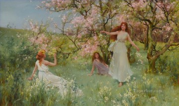  Primer Pintura Art%C3%ADstica - Los primeros días de primavera Alfred Glendening JR flores jardín niñas